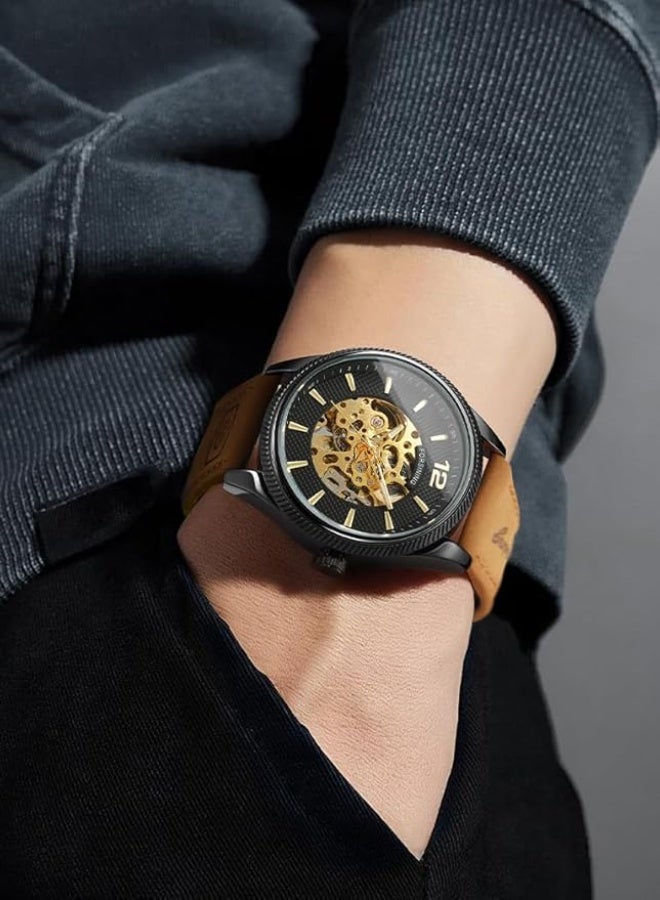 FORSINING Men's Automatic Self-winding Day Calendar Leather Strap Brand Collection Wrist Watch - Image 3